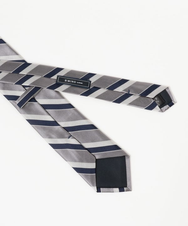 ❣️サプライズ☘️試着程度*ブラウン*ストライプ編み込みミンク７部袖*部屋着OK BL】シルクストライプネクタイ 7.5cm幅/ネイビーブルー×ブラウン