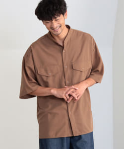 ▲梨地 バンドカラー CPOシャツ
