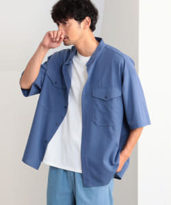 ▲梨地 バンドカラー CPOシャツ