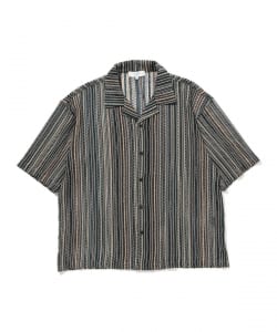 ▲B:MING by BEAMS / ストライプ メッシュ オープンカラー 半袖シャツ