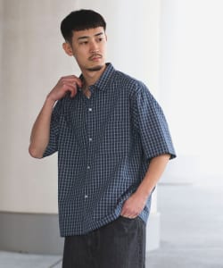 B:MING by BEAMS / 男裝 窗格紋 標準領 短袖 襯衫