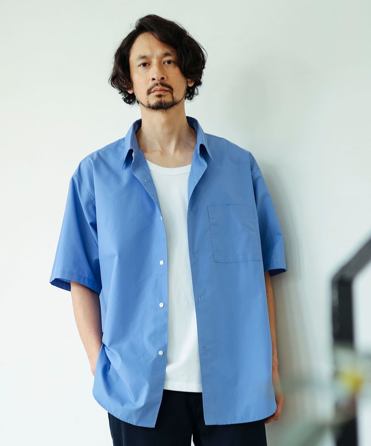 防シワ ポリエステル ブロード ハーフスリーブ シャツ シャツ・ブラウス MEN SAX L 防シワ ポリエステル ブロード ハーフスリーブ シャツ シャツ・ブラウス MEN SAX L