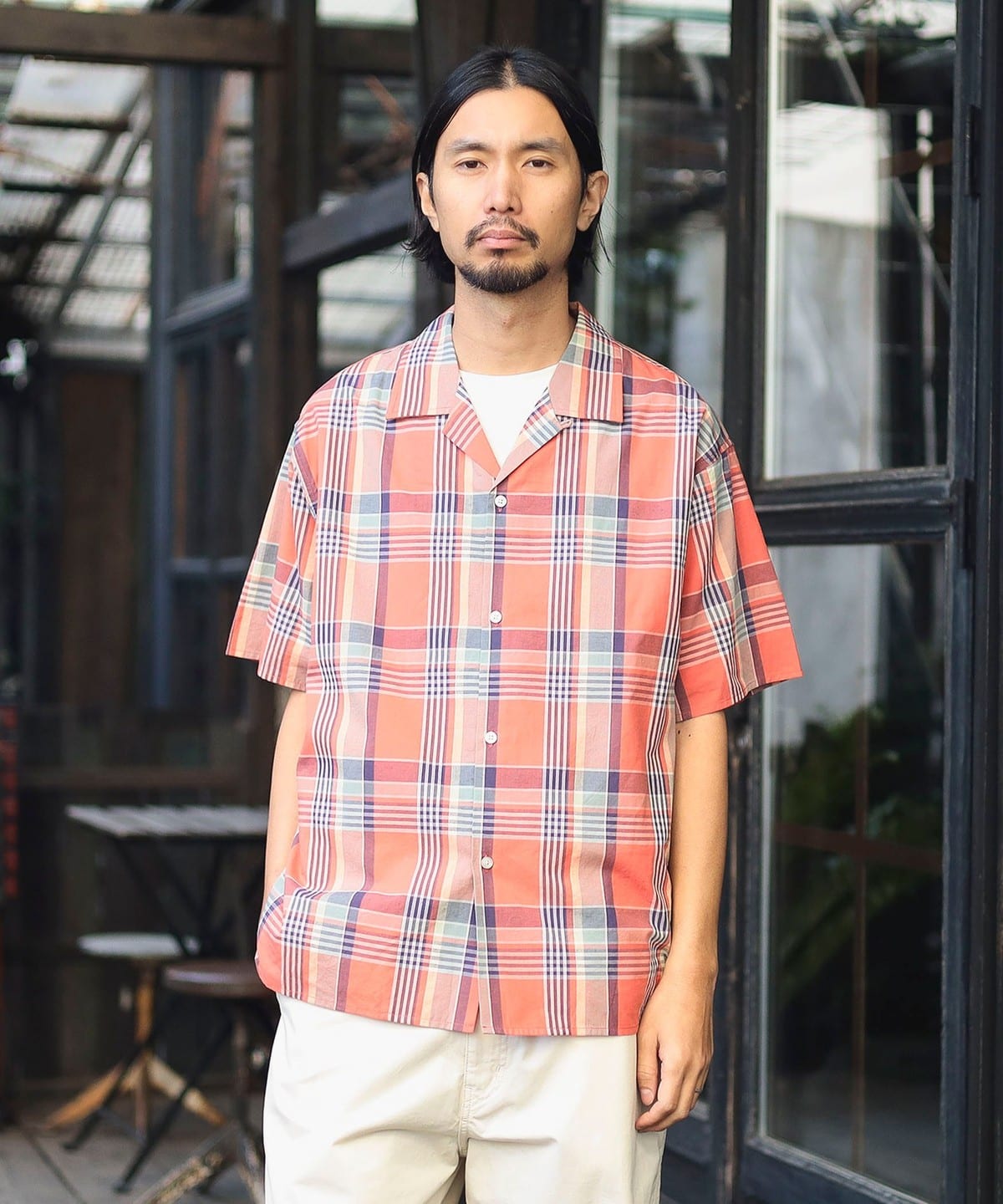 ambiance / Check open-collared Shirt シャツ・ブラウス MEN ORANGE L ambiance / Check open-collared Shirt シャツ・ブラウス MEN ORANGE L