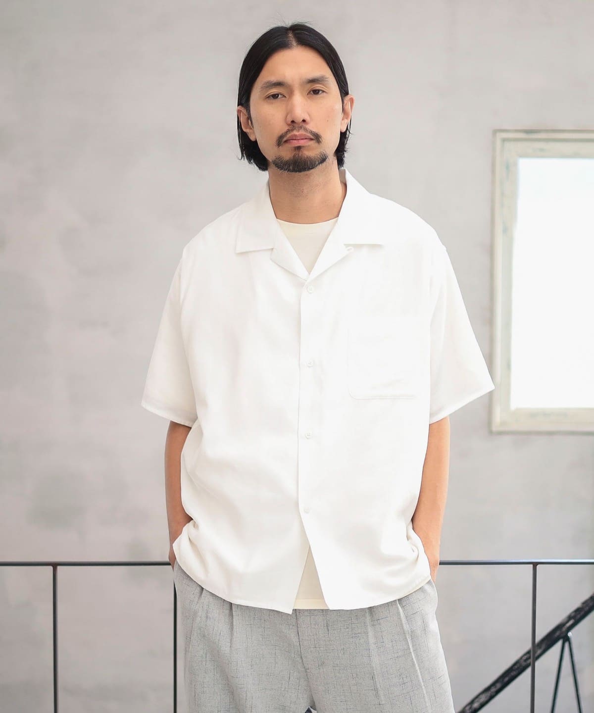 ambiance / Cotton Rayon open-collared Shirt シャツ・ブラウス MEN OFF WHITE L ambiance / Cotton Rayon open-collared Shirt シャツ・ブラウス MEN OFF WHITE L
