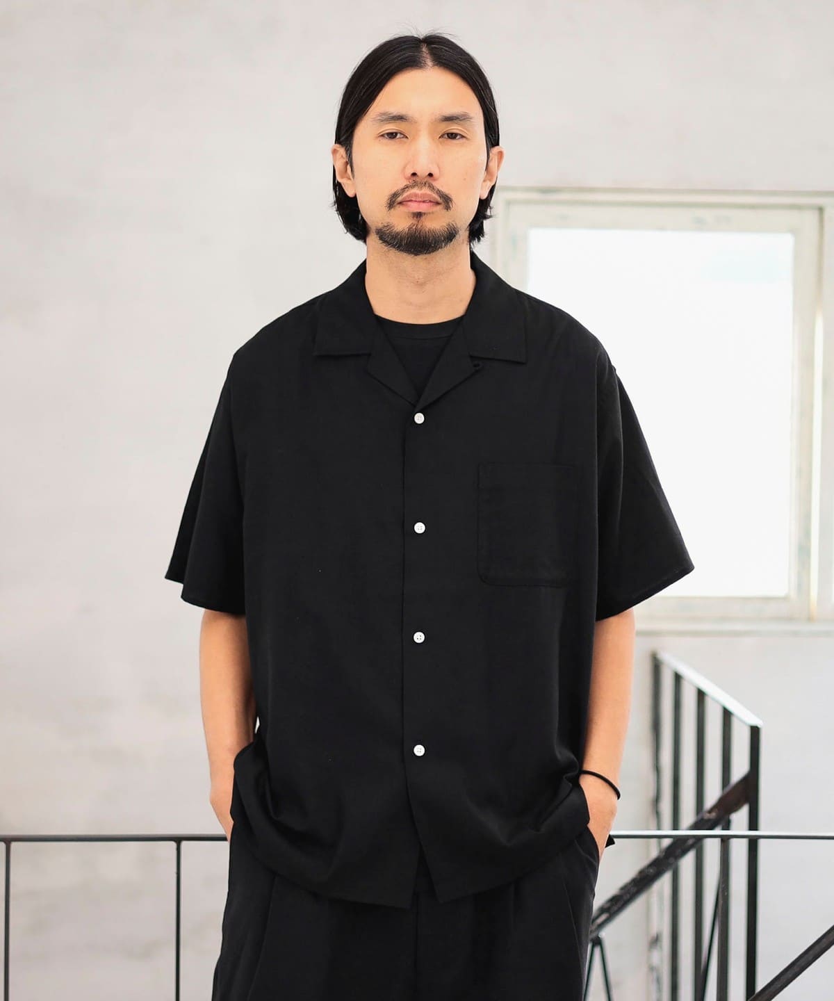 ambiance / Cotton Rayon open-collared Shirt シャツ・ブラウス MEN BLACK XL ambiance / Cotton Rayon open-collared Shirt シャツ・ブラウス MEN BLACK XL