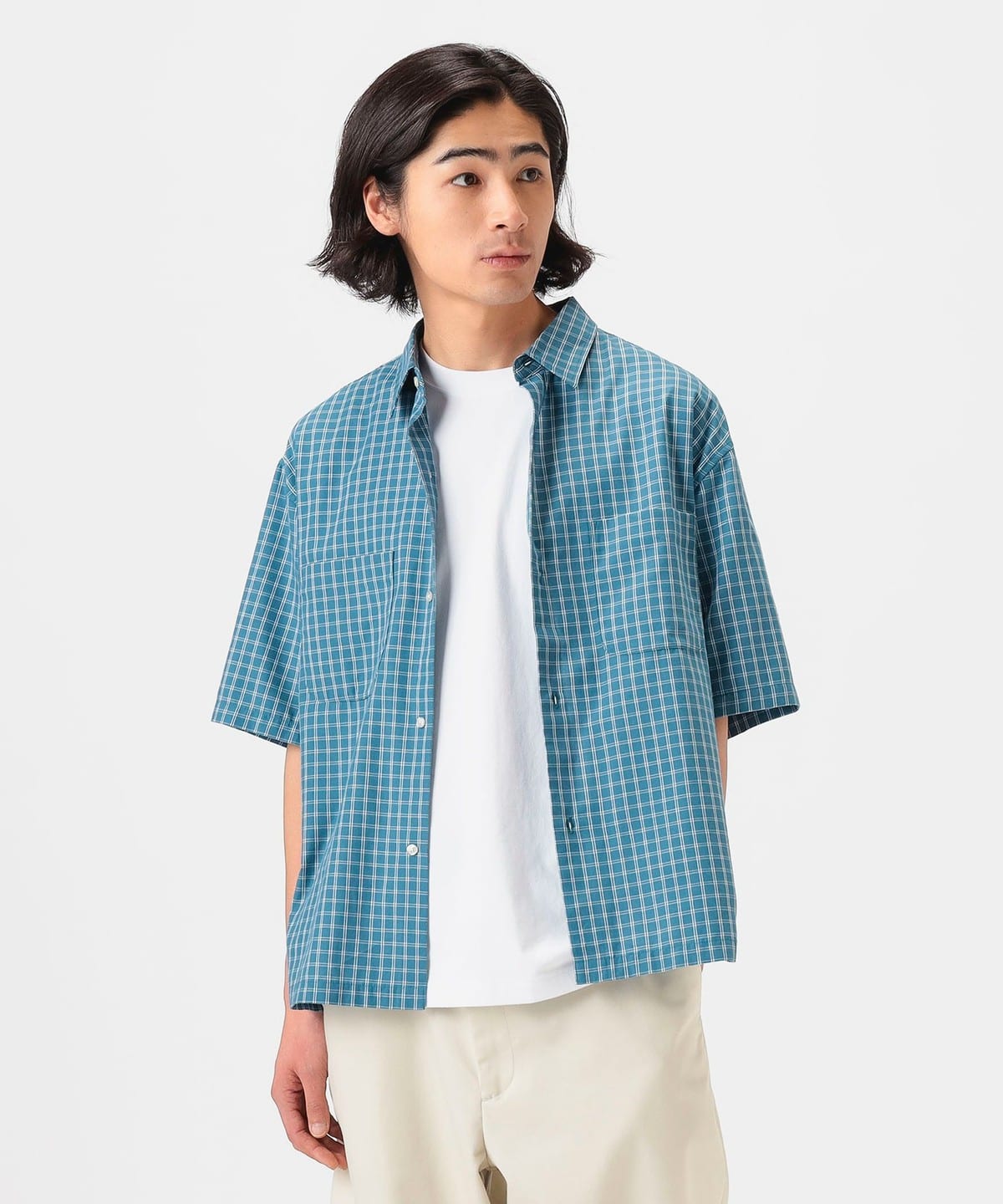 ウインドウペーン レギュラーカラー シャツ シャツ・ブラウス MEN BLUE S ウインドウペーン レギュラーカラー シャツ シャツ・ブラウス MEN BLUE S