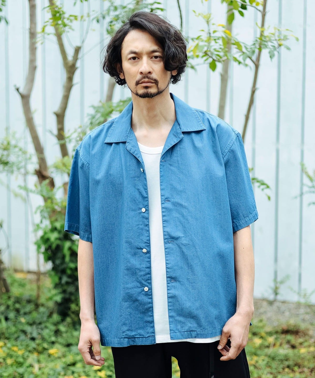 デニム オープンカラー シャツ シャツ・ブラウス MEN INDIGO L デニム オープンカラー シャツ シャツ・ブラウス MEN INDIGO L
