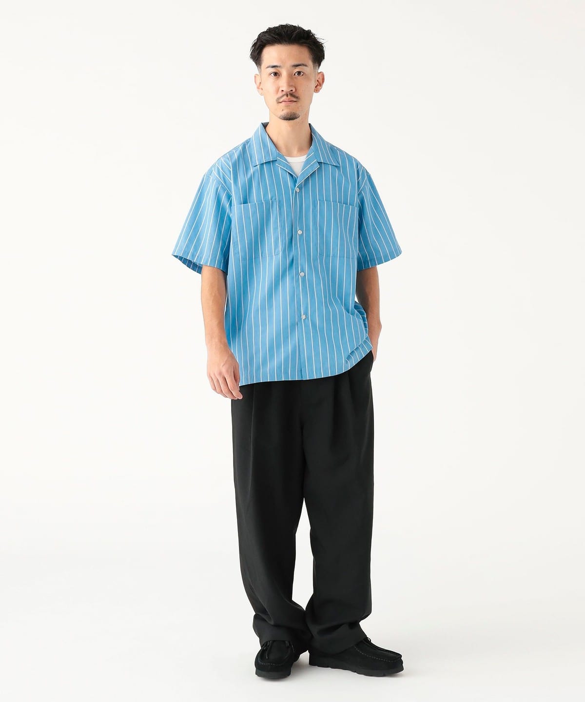 未使用新品 JIMIN MUSEオープンカラーシャツM 刺繍オープンカラーシャツ メンズ(M グリーン): トップス｜Right