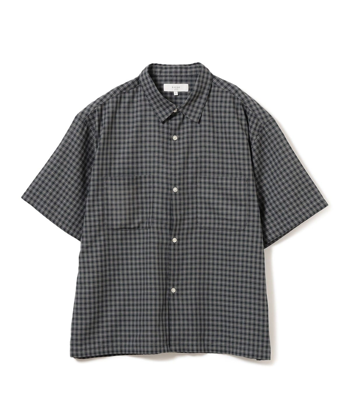 スモールチェック ハーフスリーブ シャツ シャツ・ブラウス MEN CHARCOAL. G S スモールチェック ハーフスリーブ シャツ シャツ・ブラウス MEN CHARCOAL. G S