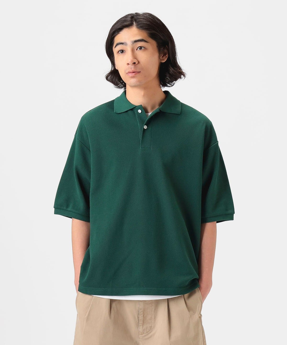 吸水速乾 鹿の子 ビッグ ポロシャツ シャツ・ブラウス MEN GREEN M 吸水速乾 鹿の子 ビッグ ポロシャツ シャツ・ブラウス MEN GREEN M