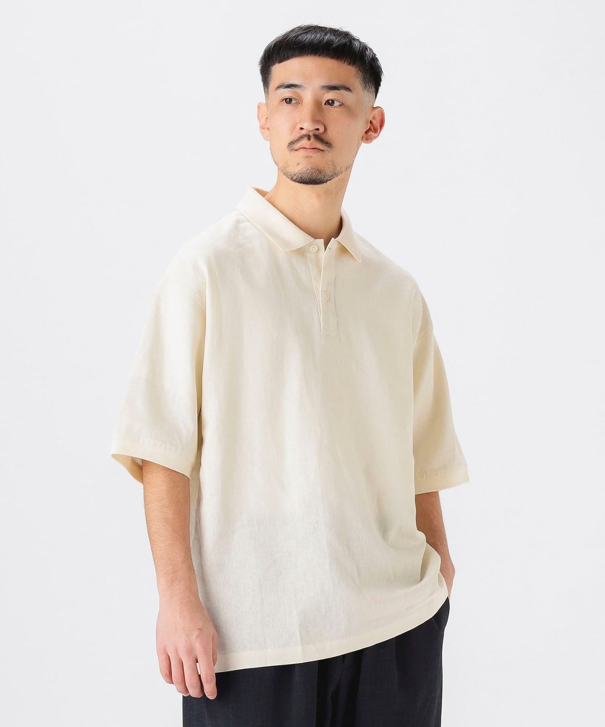リネン ビッグ ポロシャツ シャツ・ブラウス MEN NATURAL L リネン ビッグ ポロシャツ シャツ・ブラウス MEN NATURAL L