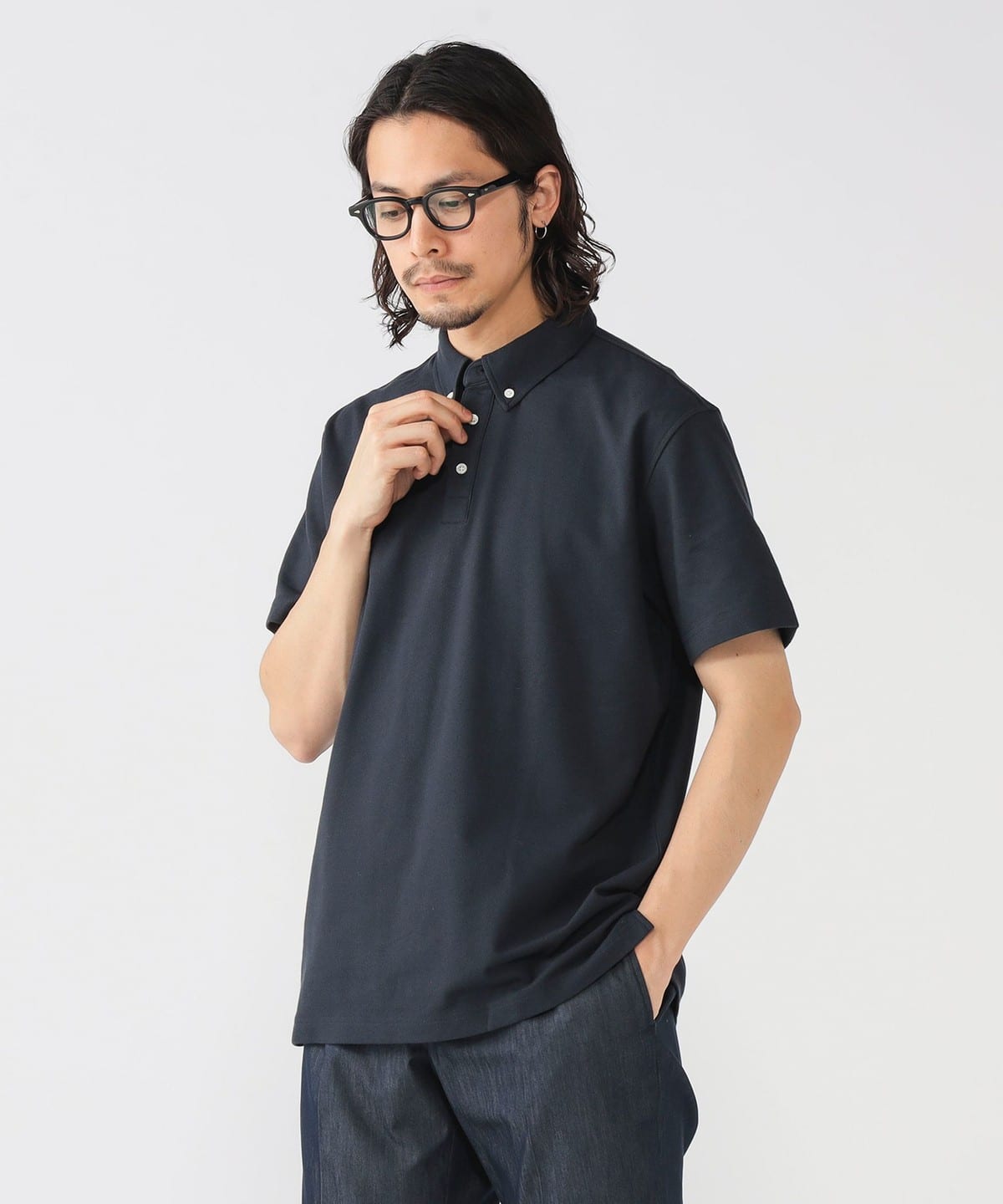 吸水速乾 鹿の子 ボタンダウン ポロシャツ 25SS シャツ・ブラウス MEN NAVY M 吸水速乾 鹿の子 ボタンダウン ポロシャツ 25SS シャツ・ブラウス MEN NAVY M