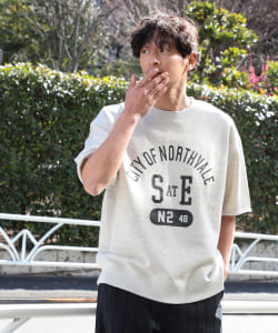 B:MING by BEAMS / カレッジプリント クルーネック 半袖スウェット