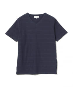 ▲B:MING by BEAMS / スラブジャカード ボーダー Vネック Tシャツ