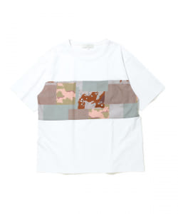 B:MING by BEAMS / カモフラージュ 布帛切替 クルーネックTシャツ(レギュラーフィット)