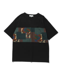B:MING by BEAMS / カモフラージュ 布帛切替 クルーネックTシャツ(レギュラーフィット)