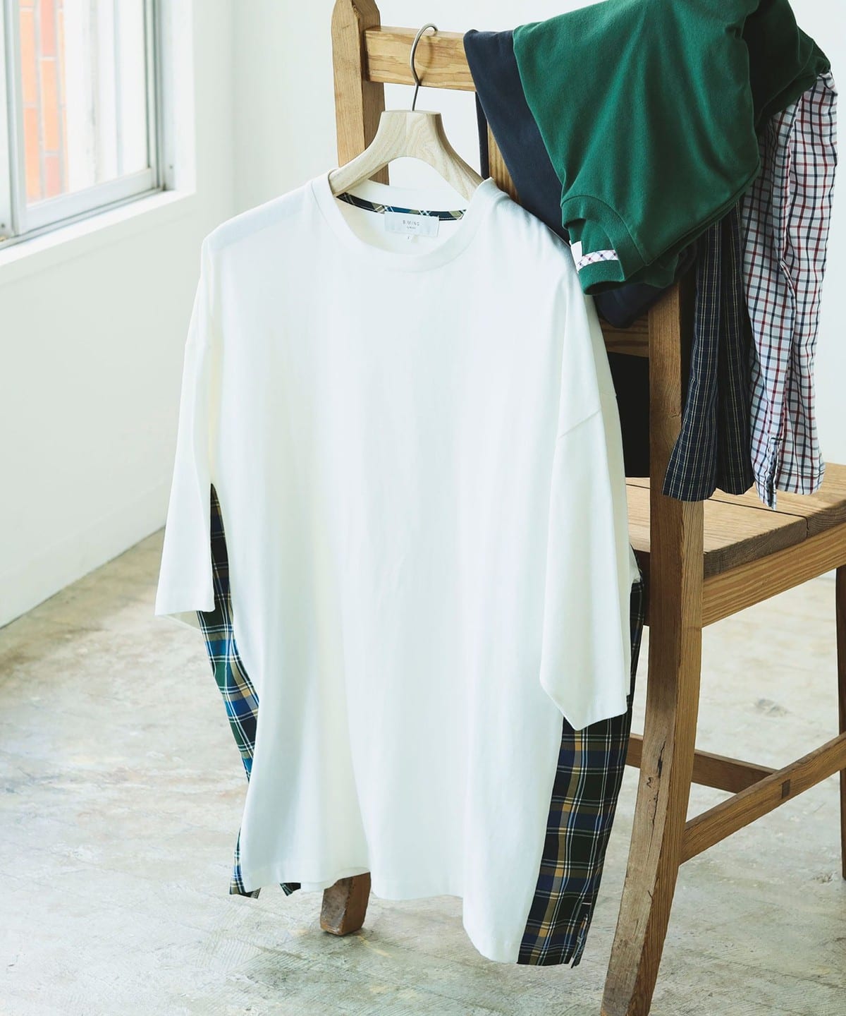サイドチェック ドロップショルダー Tシャツ Tシャツ・カットソー MEN OFF WHT S サイドチェック ドロップショルダー Tシャツ Tシャツ・カットソー MEN OFF WHT S
