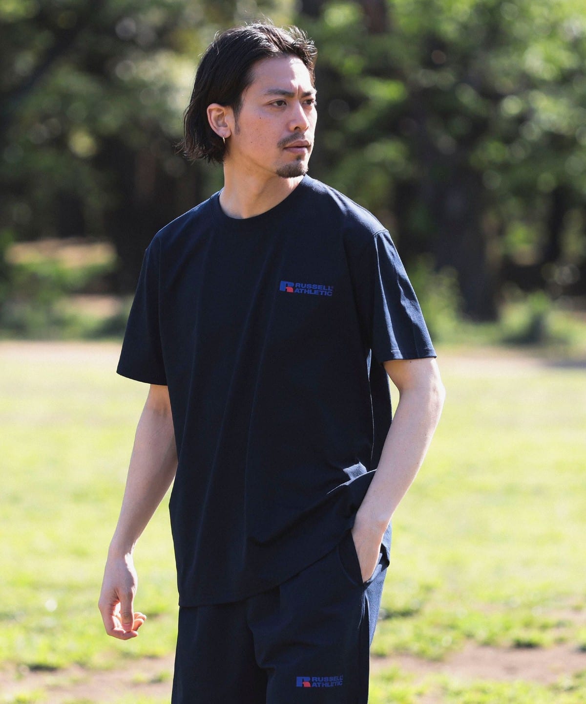 【別注】RUSSELL ATHLETIC ラッセルアスレチック / DRI-POWER T-SHIRT Tシャツ・カットソー MEN NAVY M