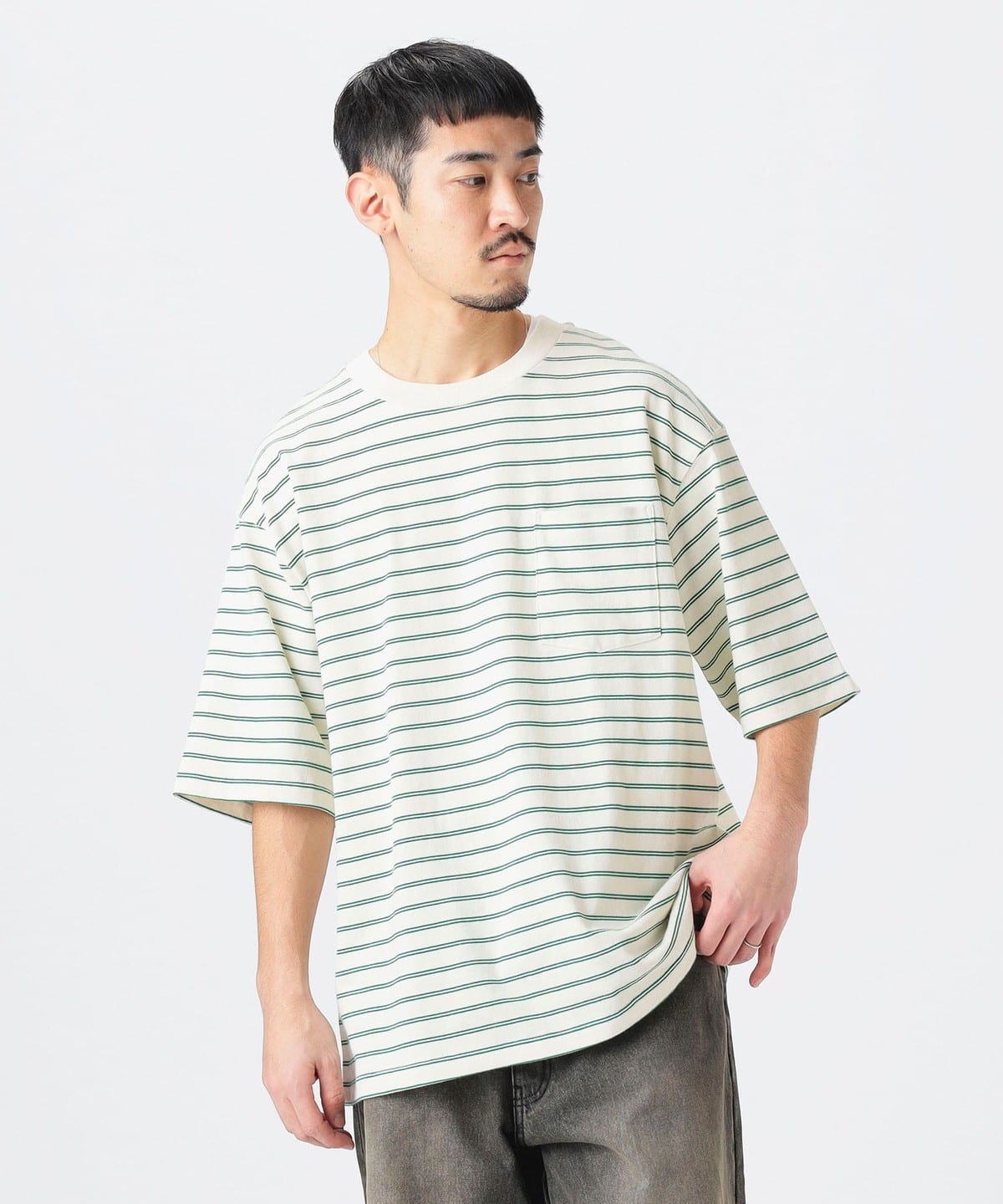 L. L.Bean エル・エル・ビーン / Union Short-Sleeve Striped T-Shirt Tシャツ・カットソー MEN OFF/GREEN L L. L.Bean エル・エル・ビーン / Union Short-Sleeve Striped T-Shirt Tシャツ・カットソー MEN OFF/GREEN L