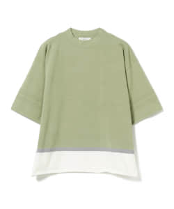 ▲B:MING by BEAMS / 14ゲージ パネルボーダー モックネック 半袖ニット