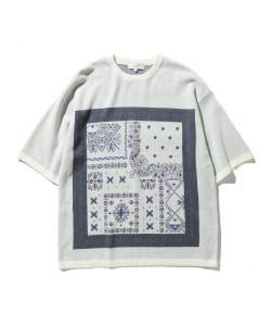 ▲ バンダナ柄 クルーネックニットTシャツ(ドロップフィット)