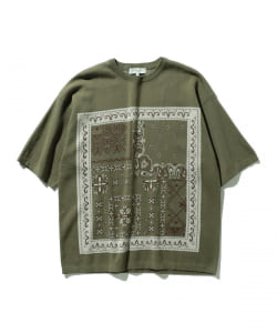 ▲ バンダナ柄 クルーネックニットTシャツ(ドロップフィット)