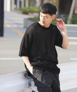 メッシュ クルーネック ニット Tシャツ