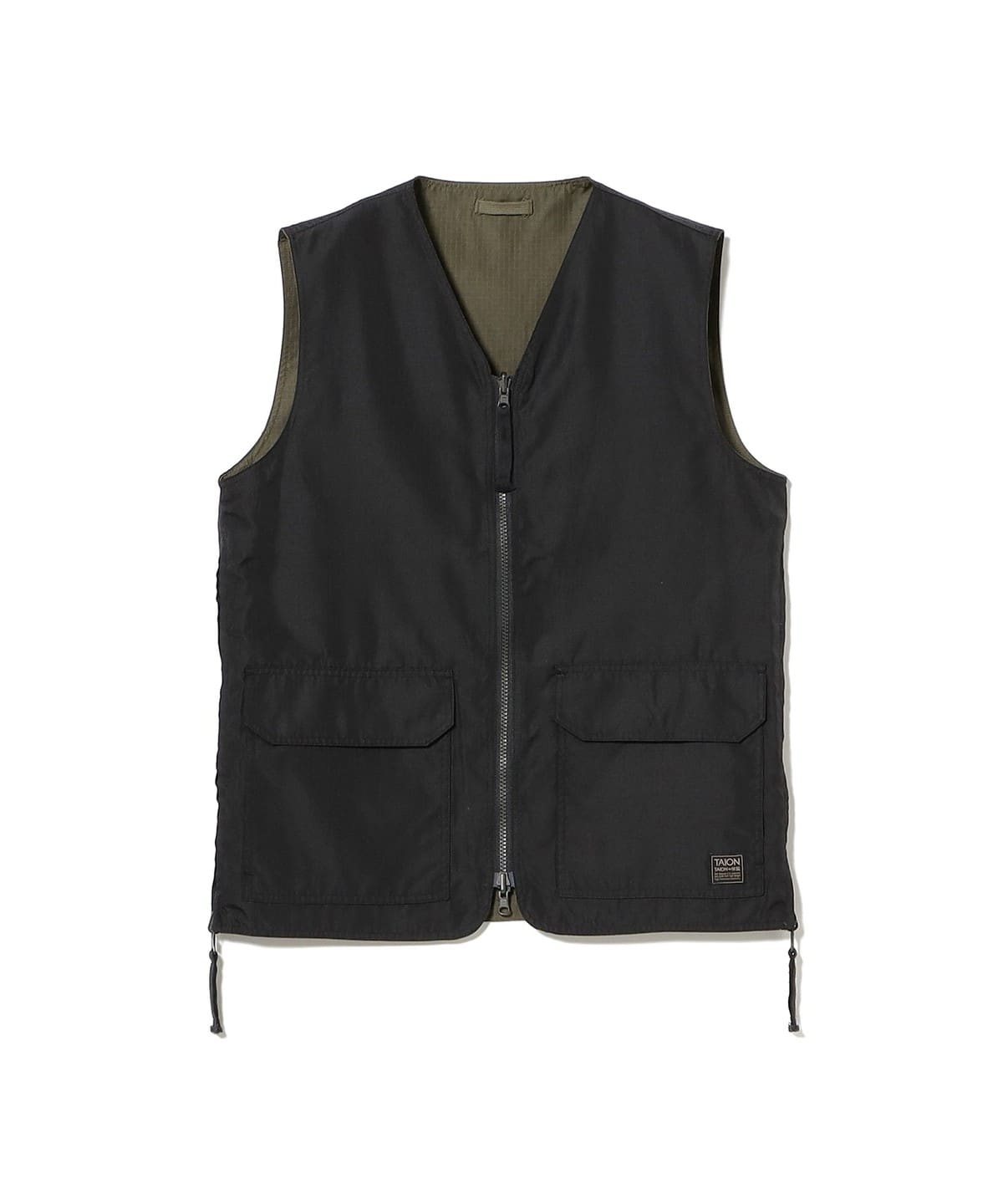 TAION タイオン / Non Down Military Reversible V Neck Vest トップス MEN BLACK L TAION タイオン / Non Down Military Reversible V Neck Vest トップス MEN BLACK L