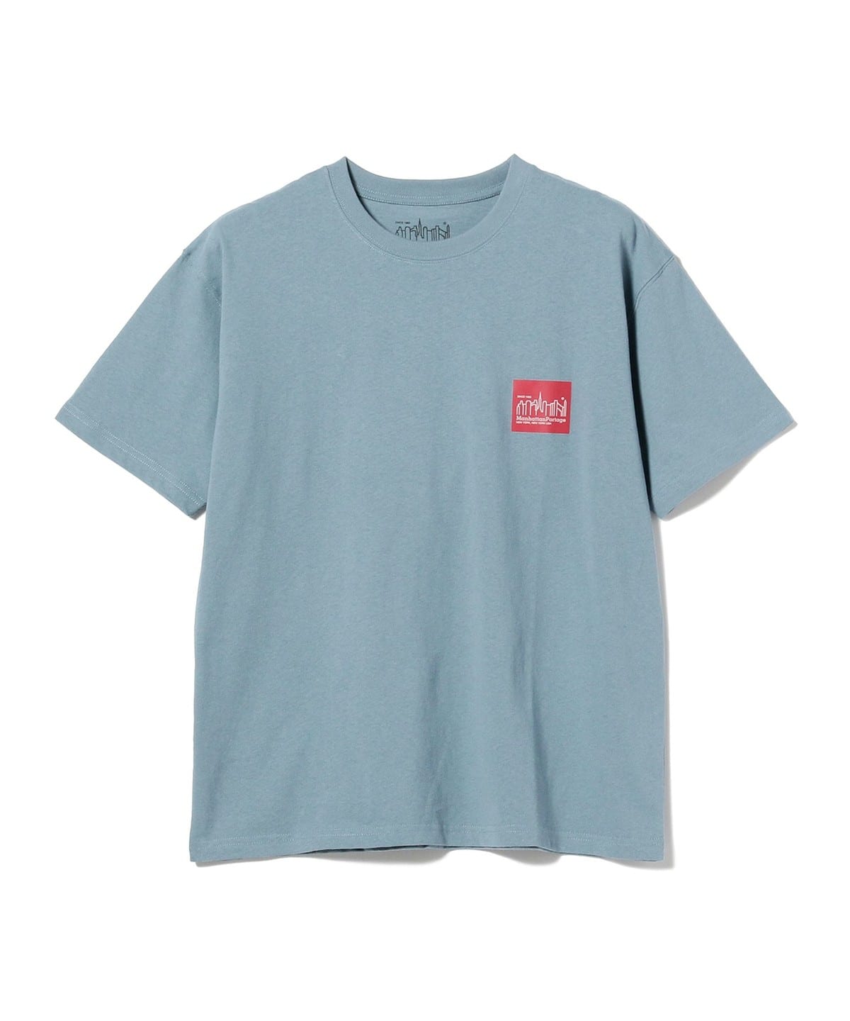 Manhattan Portage マンハッタンポーテージ / ボックスロゴ プリント Tシャツ Tシャツ・カットソー MEN STONE BLUE S Manhattan Portage マンハッタンポーテージ / ボックスロゴ プリント Tシャツ Tシャツ・カットソー MEN STONE BLUE S