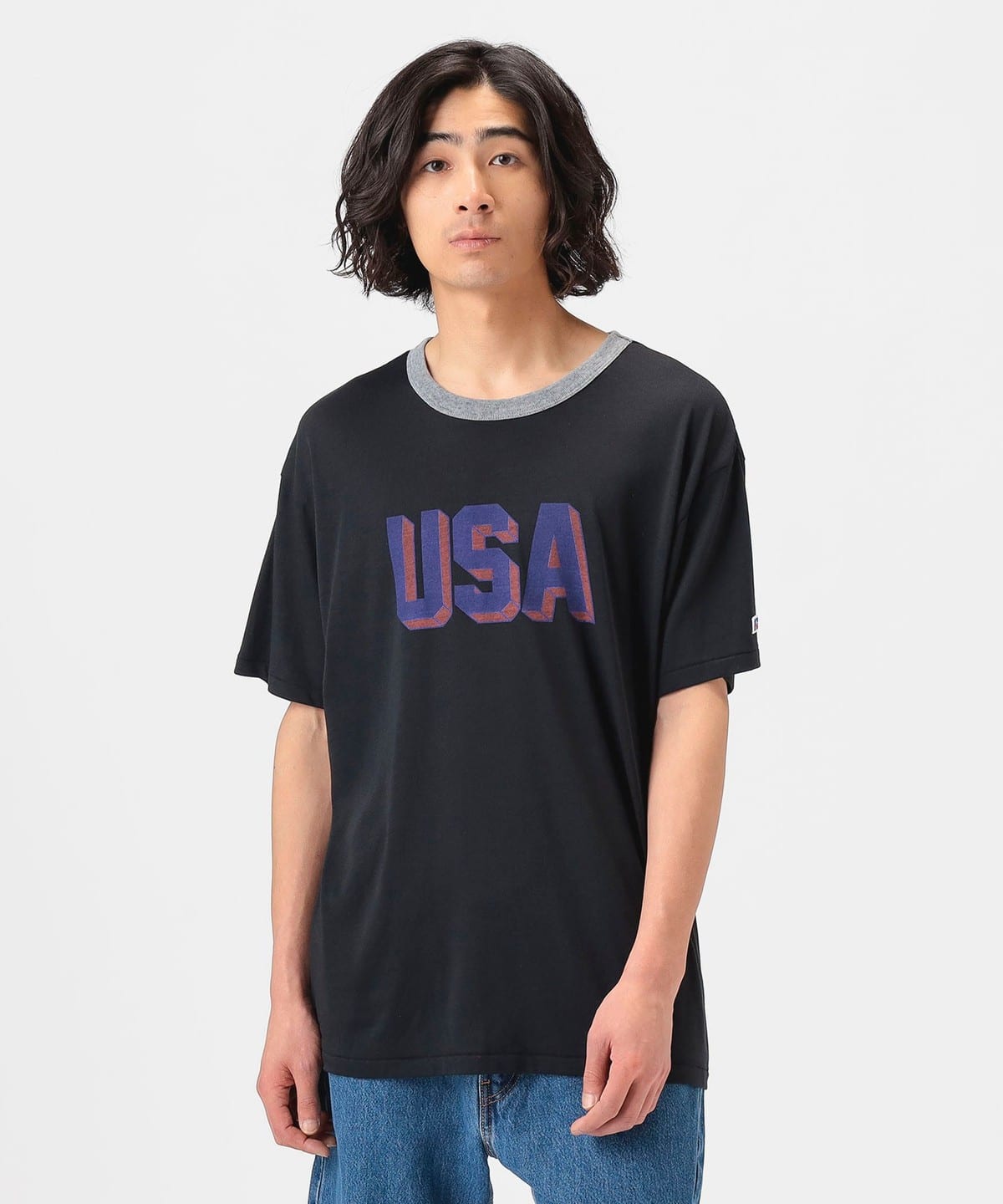 【別注】RUSSELL ATHLETIC ラッセルアスレチック / リンガー Tシャツ Tシャツ・カットソー MEN BLACK XL 【別注】RUSSELL ATHLETIC ラッセルアスレチック / リンガー Tシャツ Tシャツ・カットソー MEN BLACK XL