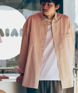 ▲【WEB限定/UNISEX】B:MING by BEAMS / ストライプシャツ & クルーネック Tシャツ (2点セット)