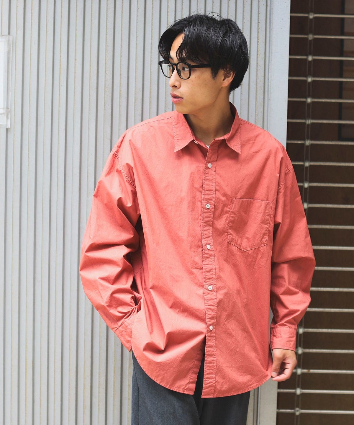 コットンタイプライター ロングスリーブ レギュラーカラー シャツ シャツ・ブラウス MEN RED XL コットンタイプライター ロングスリーブ レギュラーカラー シャツ シャツ・ブラウス MEN RED XL