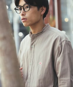 DANTON / COTTON TWILL BAND COLLAR SHIRT