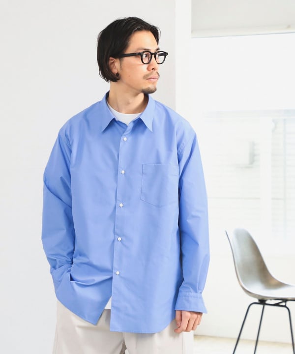 希少 XXLサイズ ビームスプラス カラー ブロードシャツ 長袖 無地 百名品 B:MING by BEAMS（ビーミング by ビームス）ポリエステル