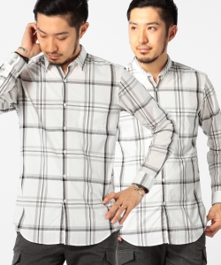 ▲B:MING by BEAMS / “2WAYカラー”ブロードチェックシャツ