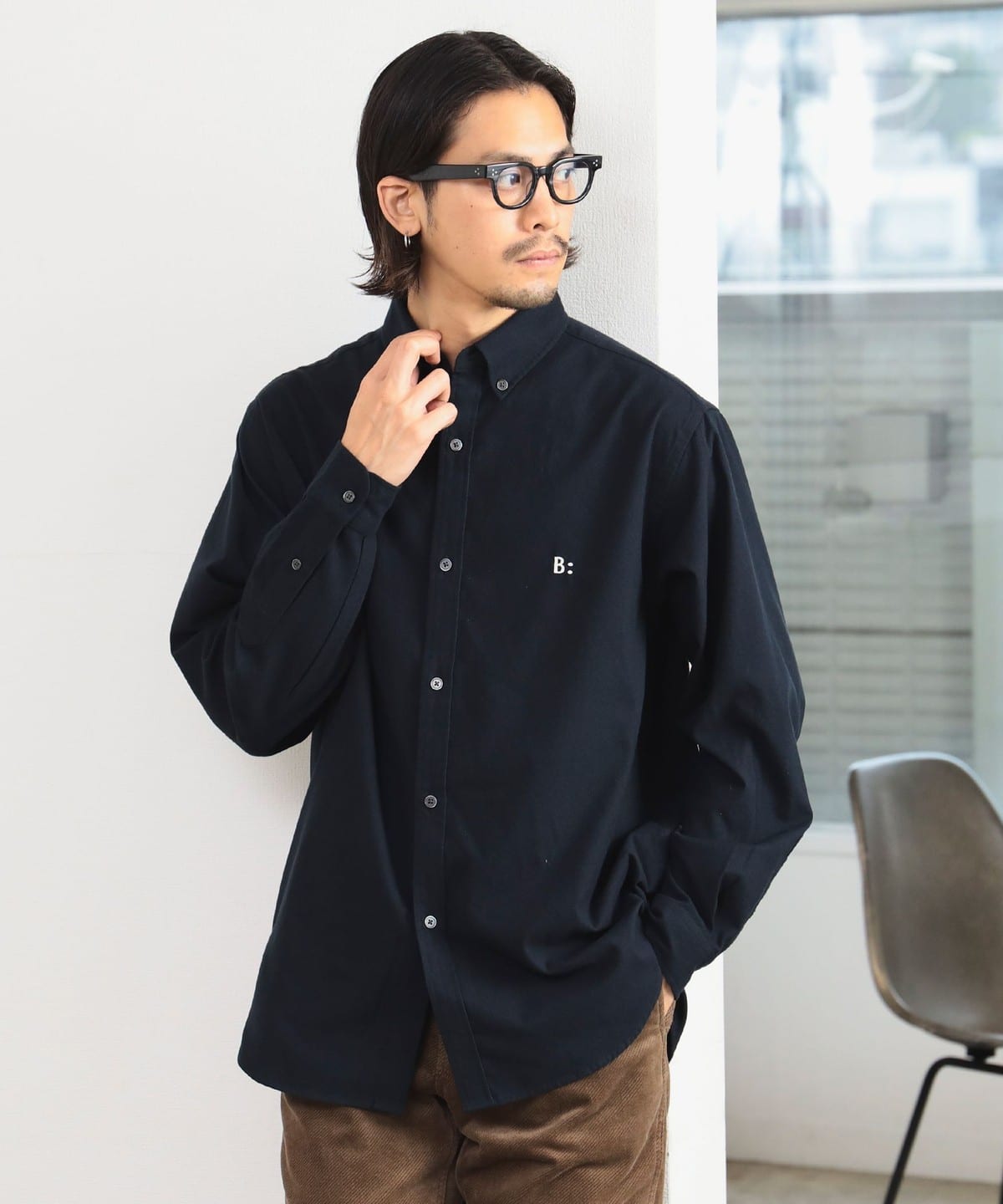 起毛 ワンポイント ボタンダウン シャツ シャツ・ブラウス MEN NAVY S 起毛 ワンポイント ボタンダウン シャツ シャツ・ブラウス MEN NAVY S