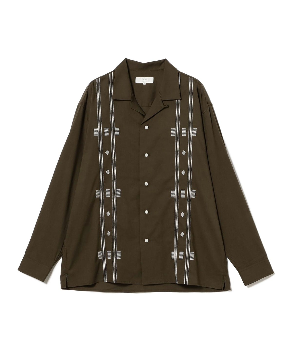 刺繍 オープンカラー シャツ シャツ・ブラウス MEN OLIVE S 刺繍 オープンカラー シャツ シャツ・ブラウス MEN OLIVE S