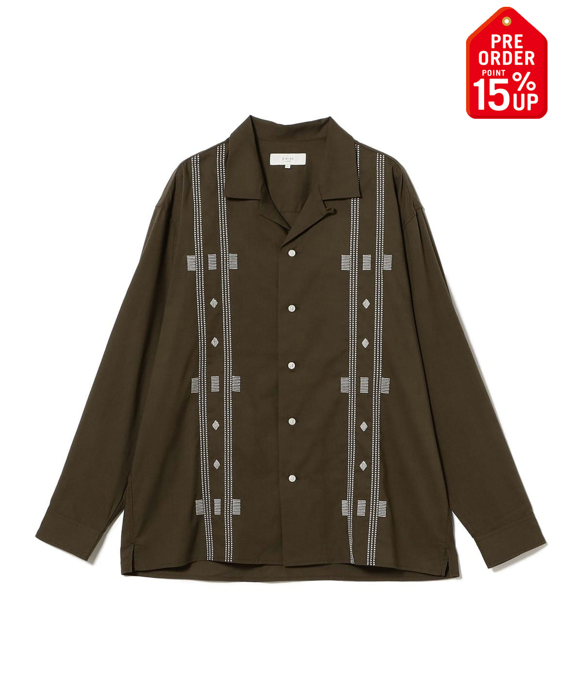 【+15%ポイントUP】刺繍 オープンカラー シャツ シャツ・ブラウス MEN OLIVE M 【+15%ポイントUP】刺繍 オープンカラー シャツ シャツ・ブラウス MEN OLIVE M
