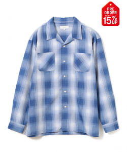 【+15%ポイントUP】ポリエステル チェック オープンカラー シャツ