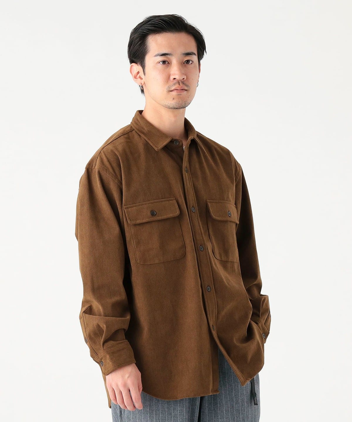 MHL. コーデュロイシャツ B:MING by BEAMS（ビーミング by ビームス）ポリエステルコーデュロイ