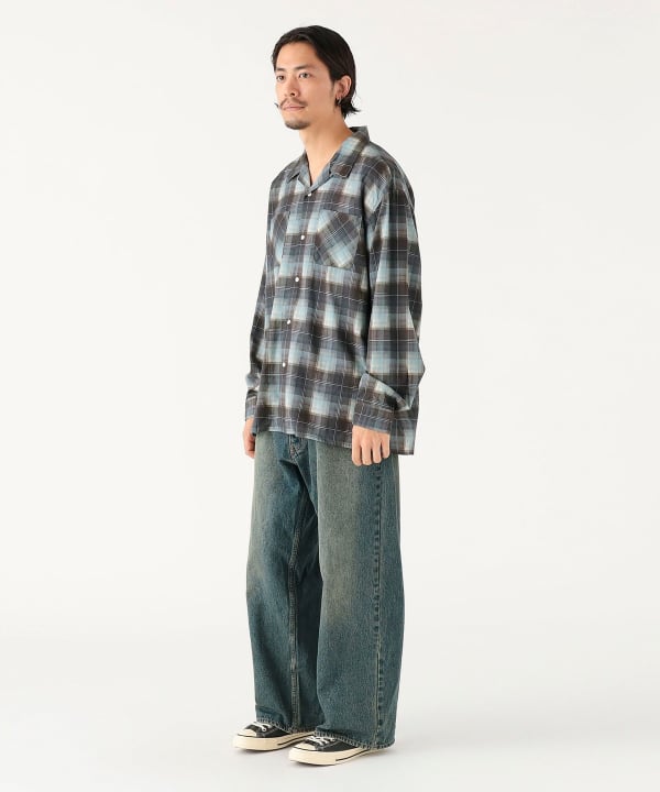 ロゴプリント チェックシャツ THE SHOP TK シャツ 「10色展開」プリントデザインシャツ