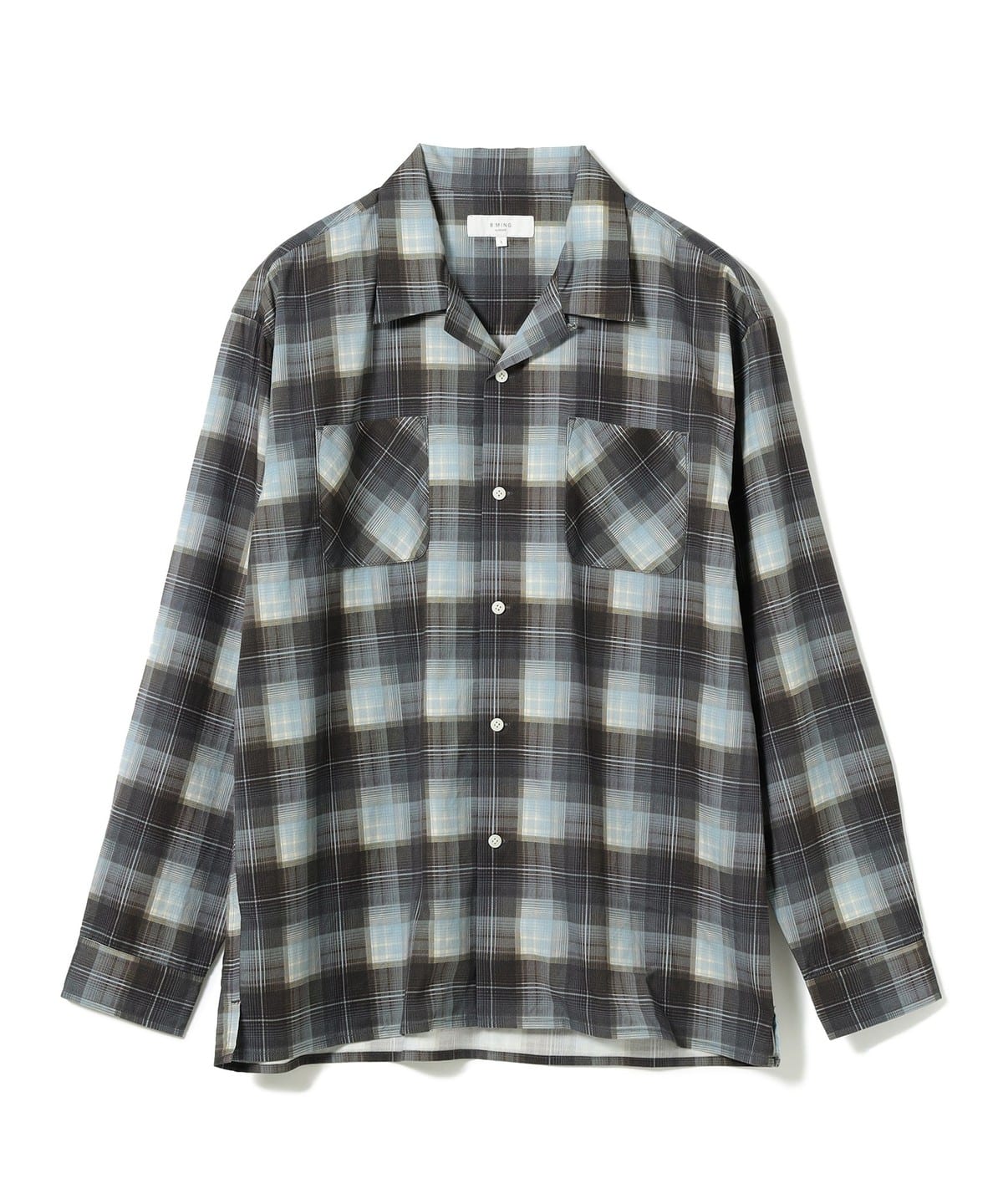プリント オンブレチェック オープンカラーシャツ シャツ・ブラウス MEN BLACK XL プリント オンブレチェック オープンカラーシャツ シャツ・ブラウス MEN BLACK XL