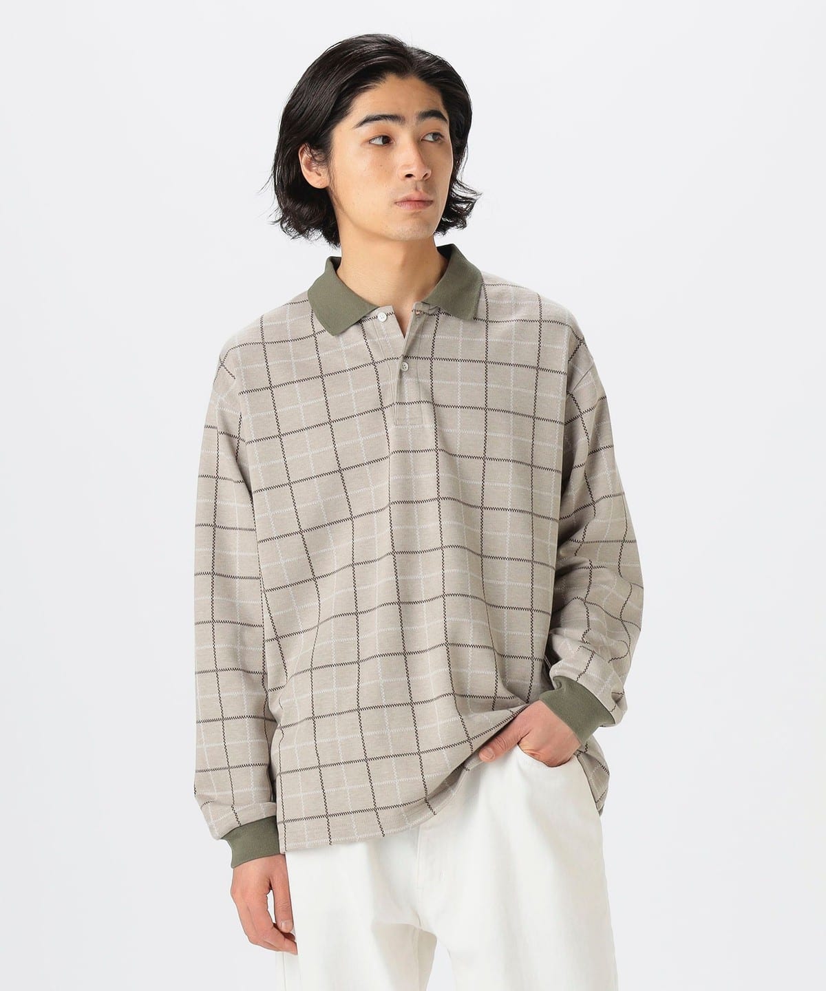 【4/24新規値下げ】チェック ジャカード ポロ シャツ・ブラウス MEN KHAKI XL 【4/24新規値下げ】チェック ジャカード ポロ シャツ・ブラウス MEN KHAKI XL