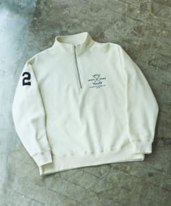 ▲B:MING by BEAMS / 裏起毛 刺繍 ハーフジップ スウェット シャツ
