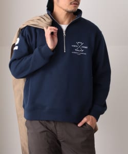 ▲B:MING by BEAMS / 裏起毛 刺繍 ハーフジップ スウェット シャツ
