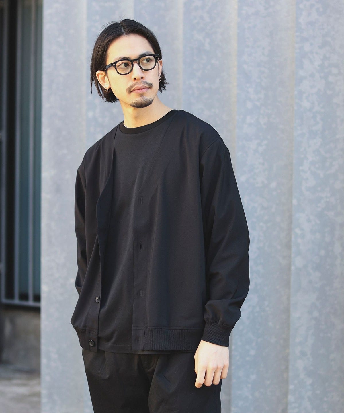 トロピカル ポリエステル カーディガン トップス MEN BLACK S トロピカル ポリエステル カーディガン トップス MEN BLACK S