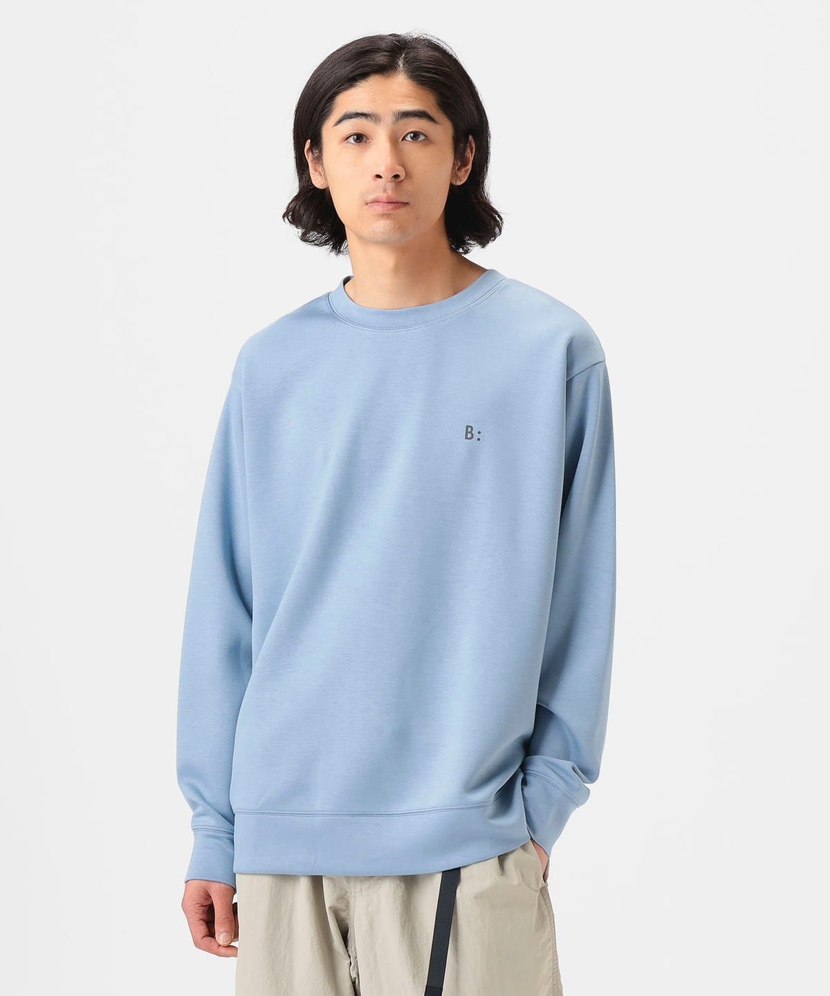 ポンチ ワンポイント クルーネック カットソー トップス MEN SAX XL ポンチ ワンポイント クルーネック カットソー トップス MEN SAX XL