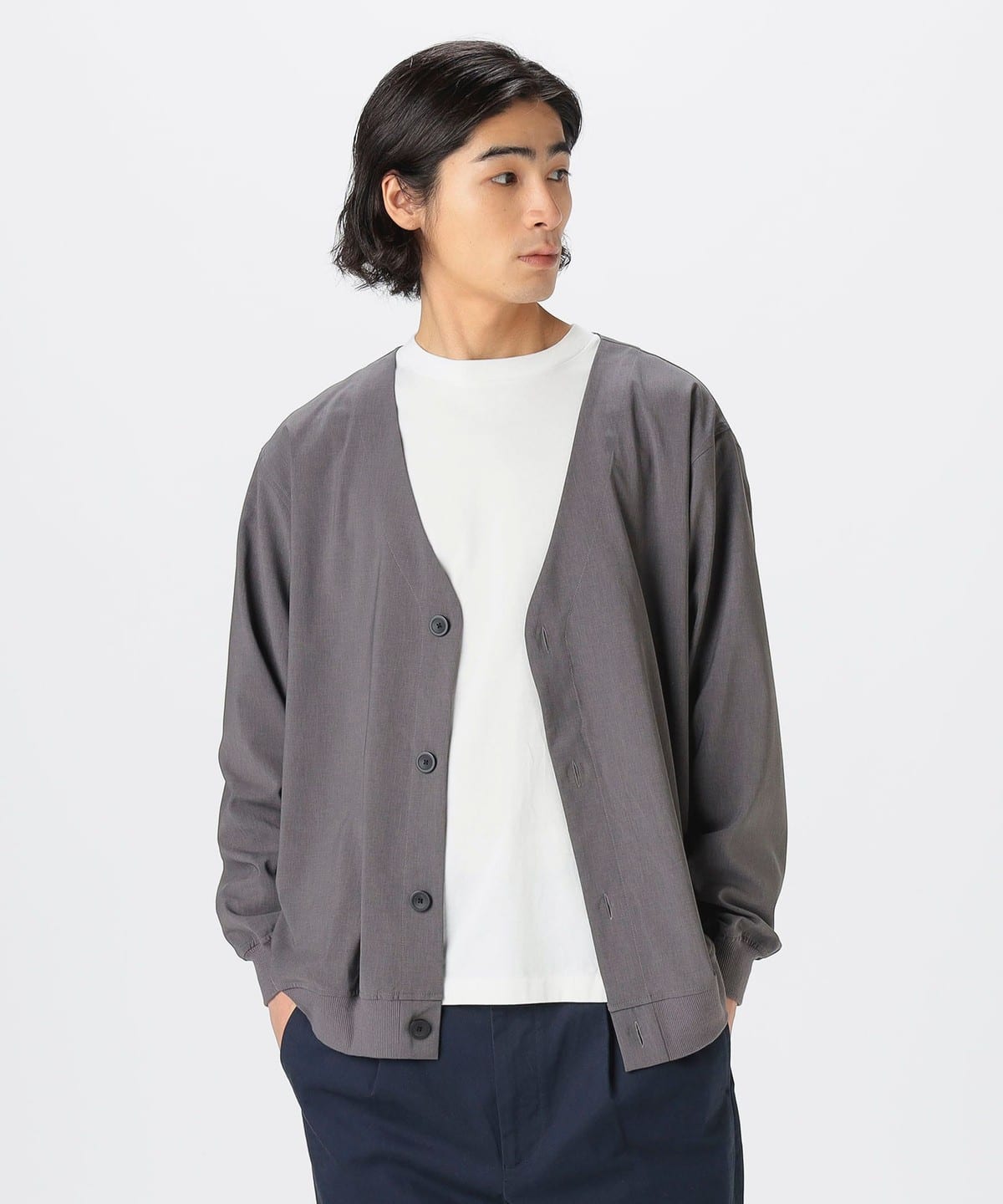 吸水速乾 接触冷感 トロピカル ポリエステル カーディガン トップス MEN GREY XL 吸水速乾 接触冷感 トロピカル ポリエステル カーディガン トップス MEN GREY XL