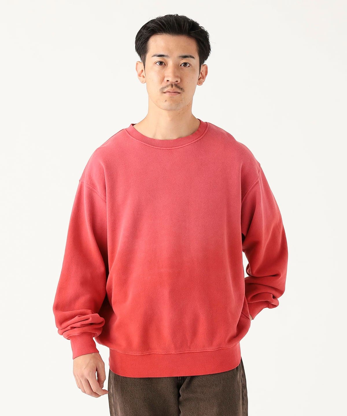 フェード クルーネック スウェット トップス MEN RED M フェード クルーネック スウェット トップス MEN RED M