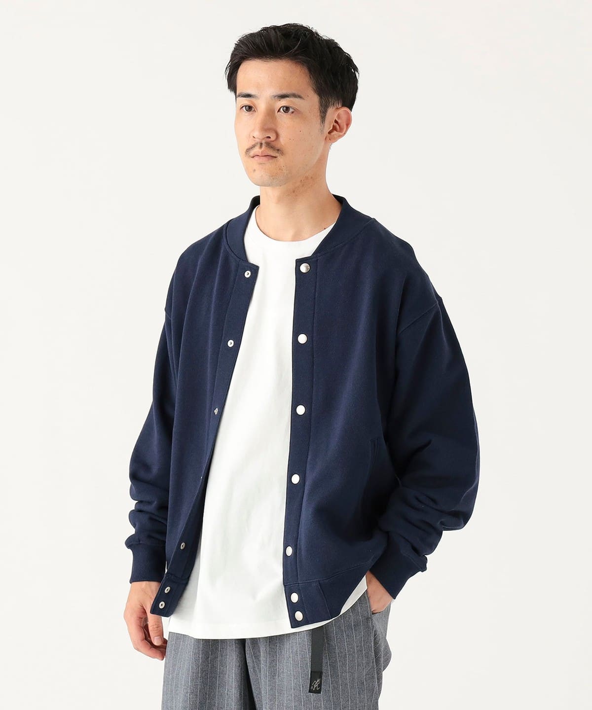 ビームス スウェット スナップ クルースウェット カーディガン B:MING by BEAMS（ビーミング by ビームス）スウェット スナップ